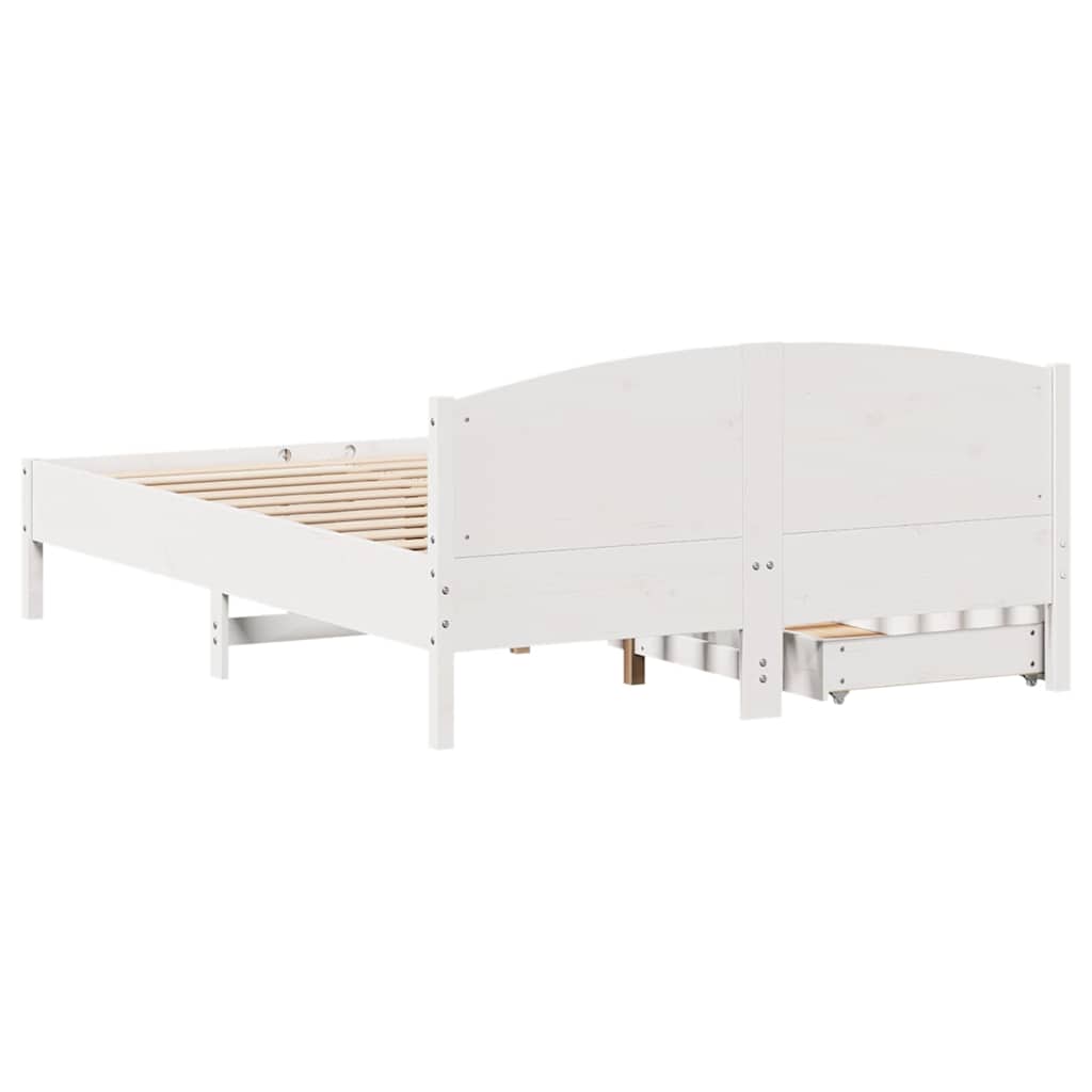 Bed Frame without Mattress White 150x200 cm King Size Solid Wood Pine