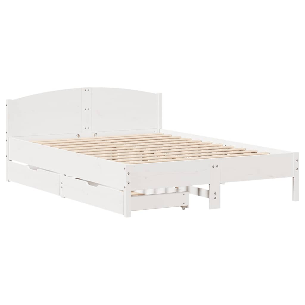 vidaXL Bed Frame without Mattress White 135x190 cm Double Solid Wood Pine