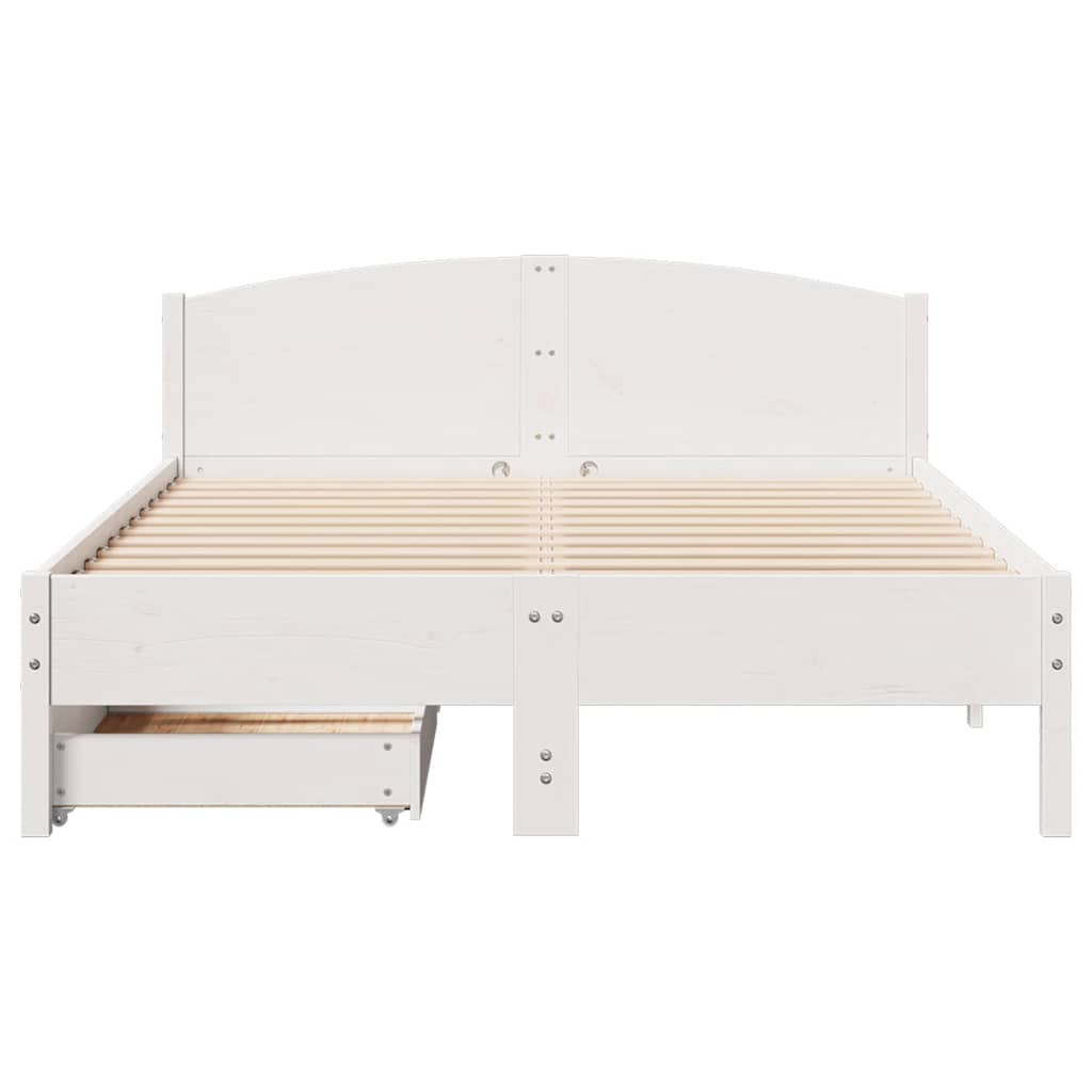 vidaXL Bed Frame without Mattress White 135x190 cm Double Solid Wood Pine