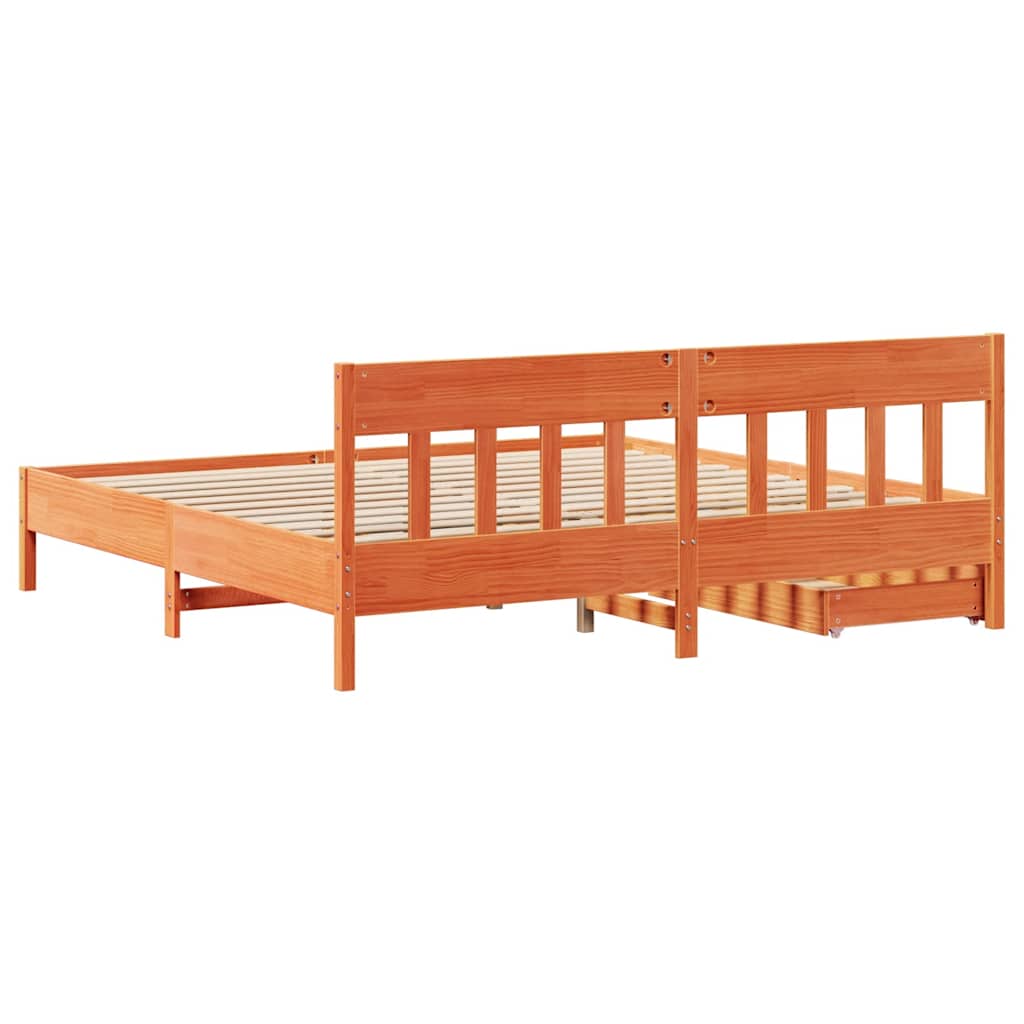 Bed Frame without Mattress Wax Brown 180x200 cm Super King Solid Wood Pine