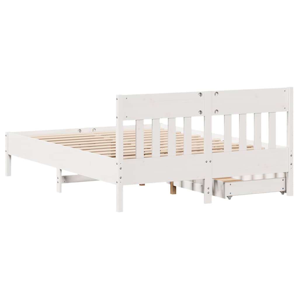 Bed Frame without Mattress White 120x200 cm Solid Wood Pine