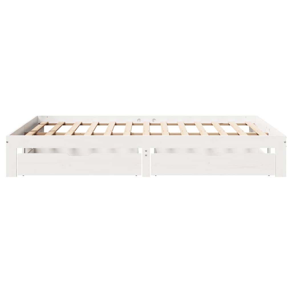 Bed Frame with Drawers without Mattress White 140x190 cm