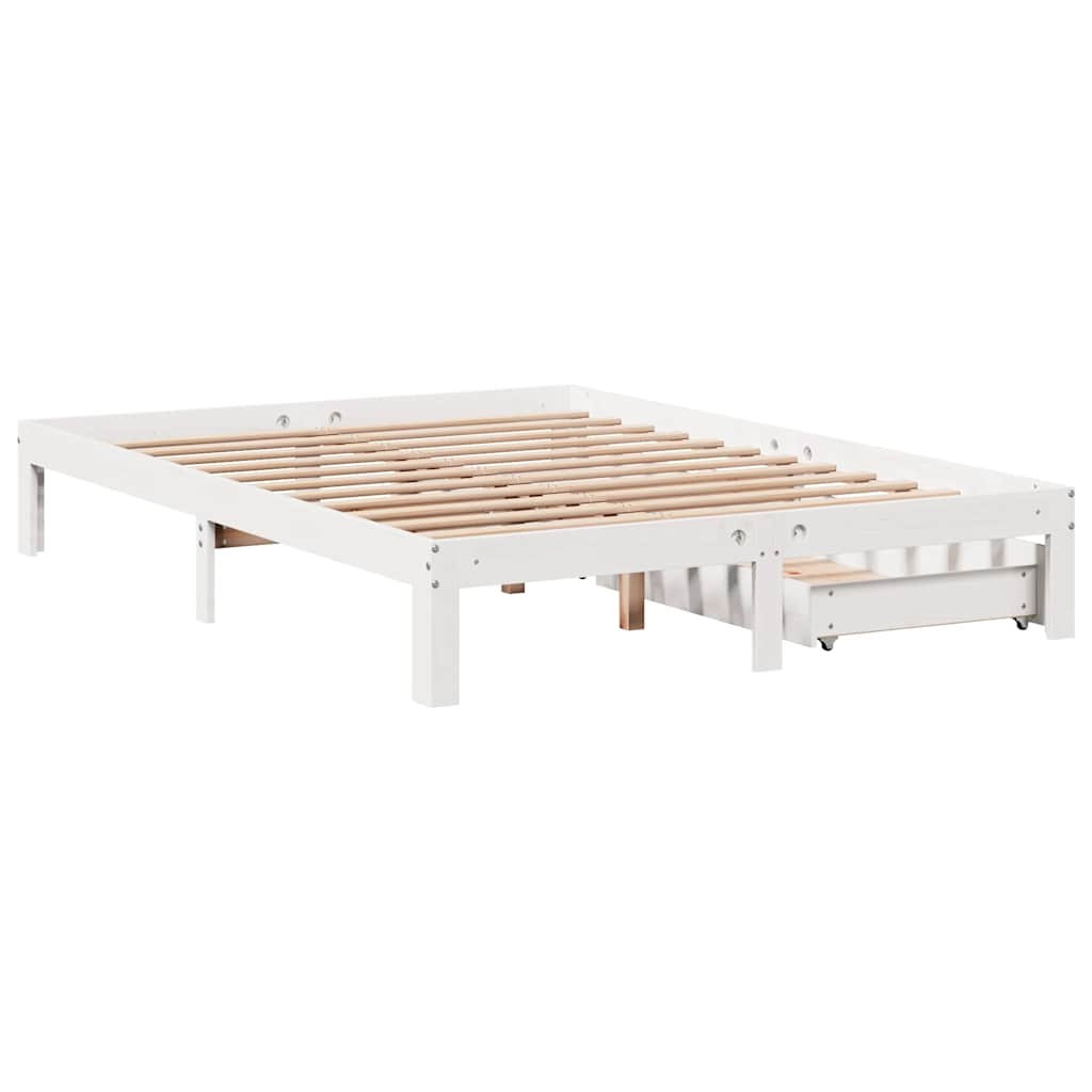 Bed Frame with Drawers without Mattress White 140x190 cm