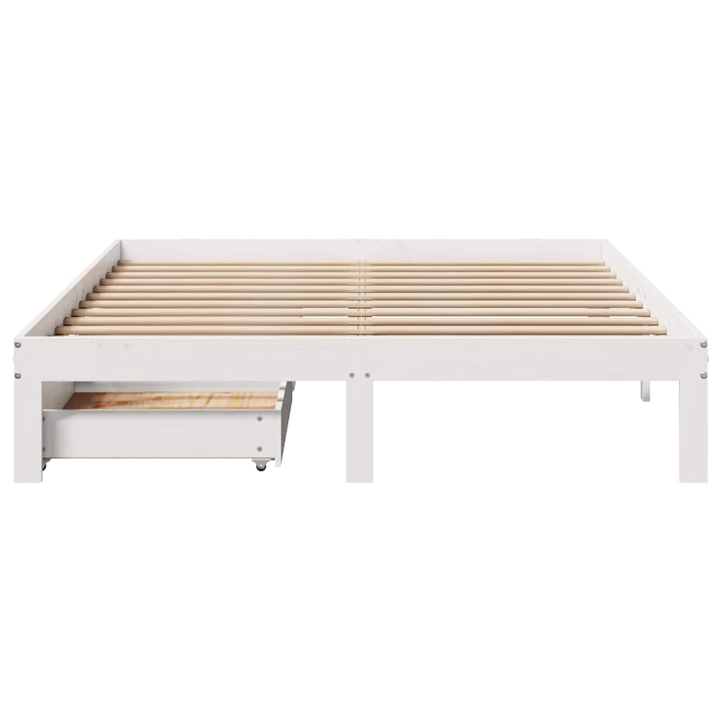 Bed Frame with Drawers without Mattress White 140x200 cm
