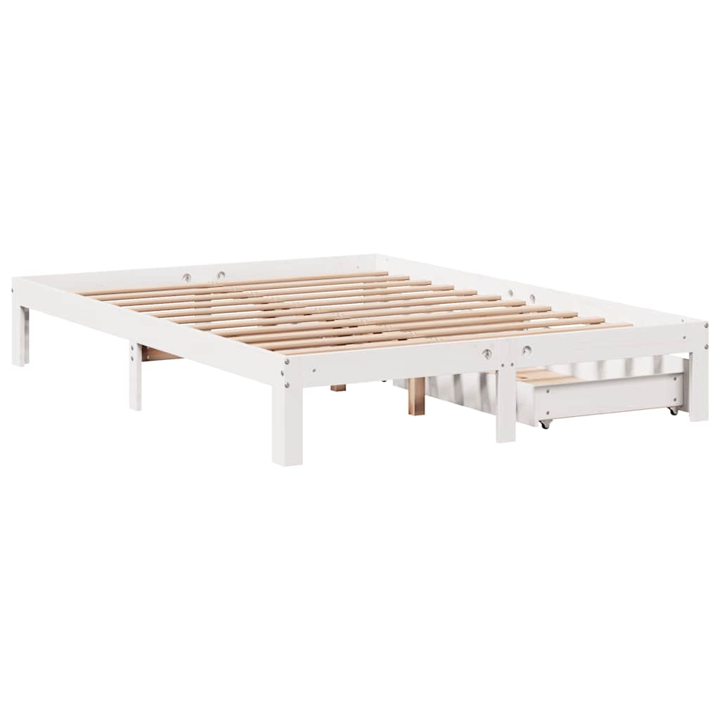 Bed Frame with Drawers without Mattress White 160x200 cm