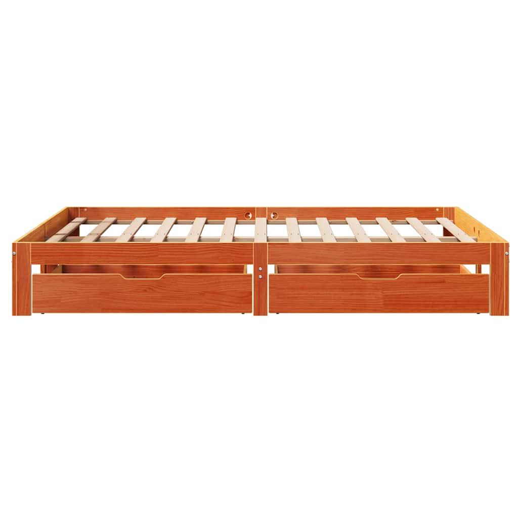 Bed Frame with Drawers without Mattress Wax Brown 135x190 cm Double