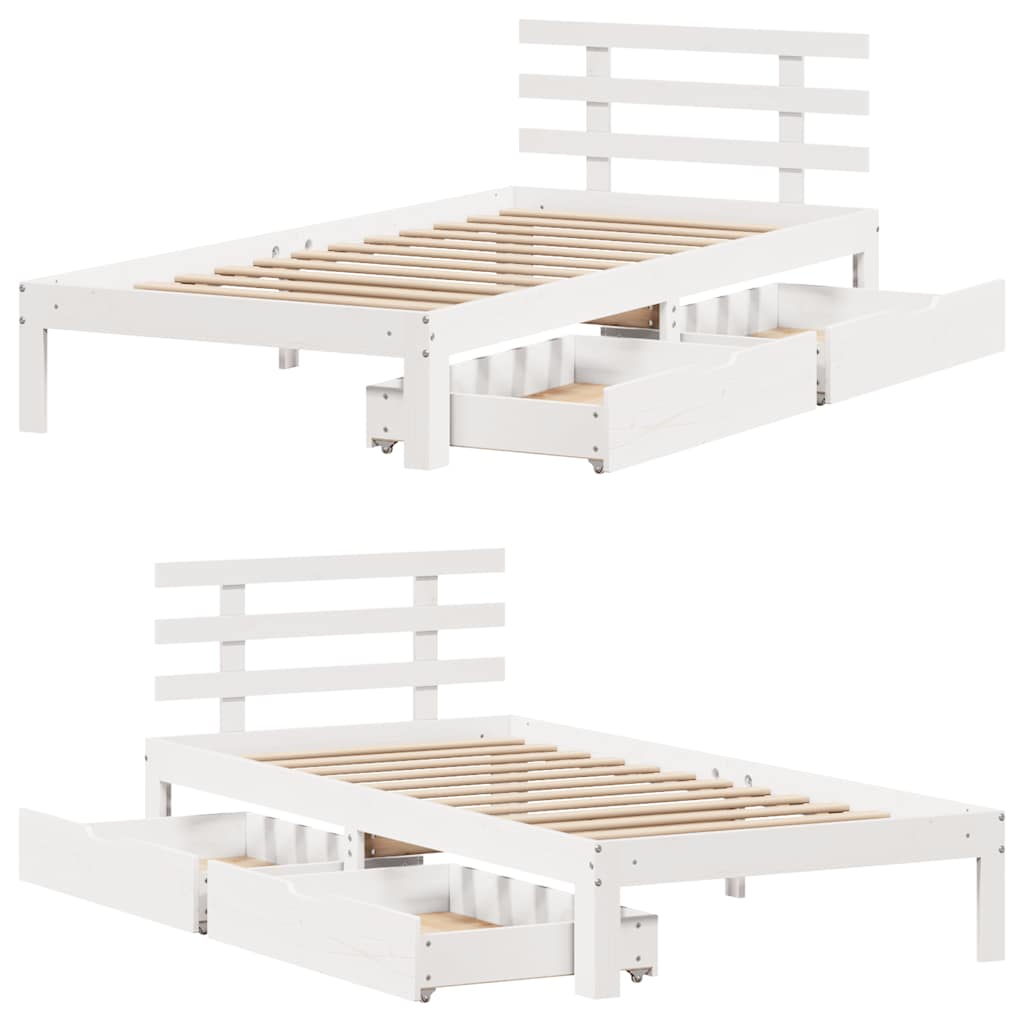 Bed Frame with Drawers without Mattress White90x190 cm Single