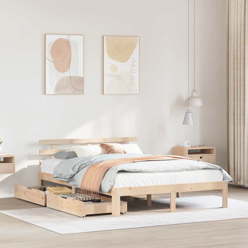 Bed Frame with Drawers without Mattress 135x190 cm Double