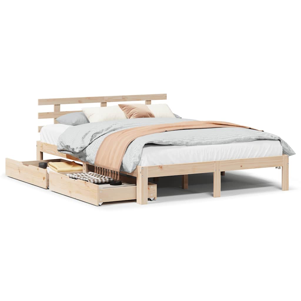 Bed Frame with Drawers without Mattress 140x190 cm