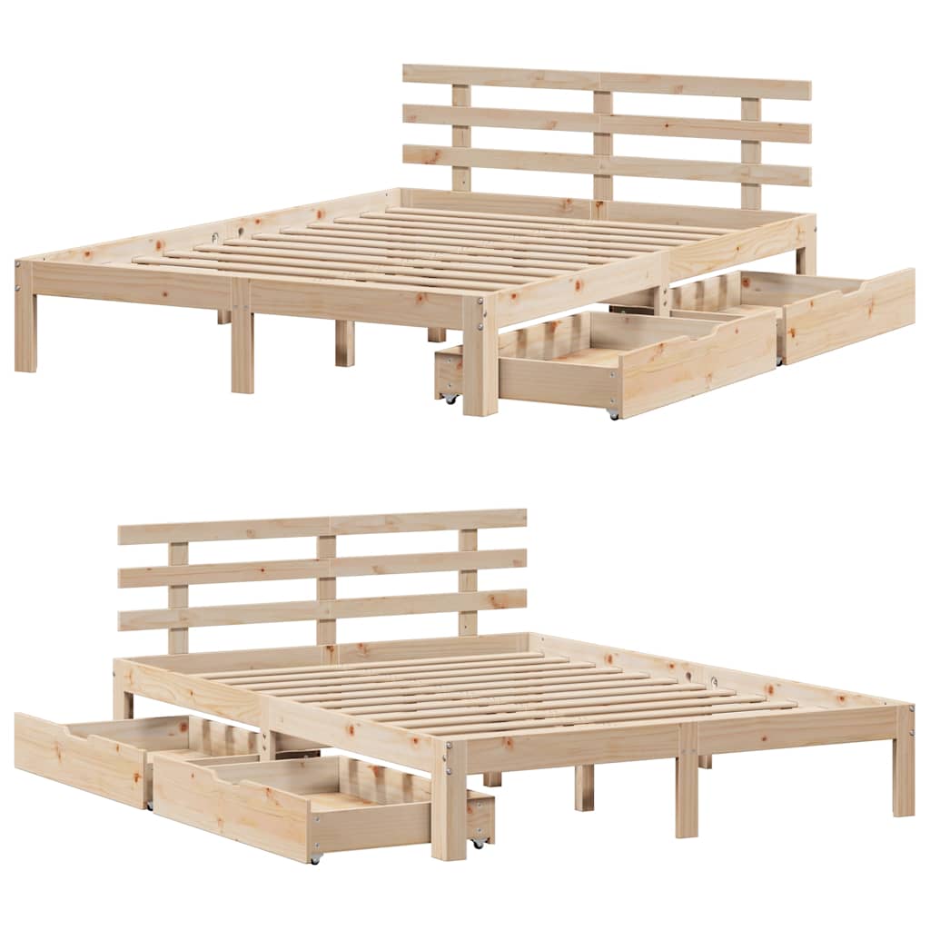 Bed Frame with Drawers without Mattress 140x190 cm