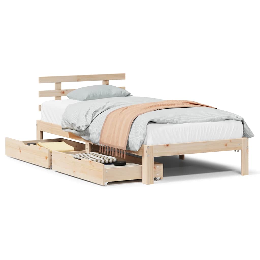 Bed Frame with Drawers without Mattress 90x200 cm