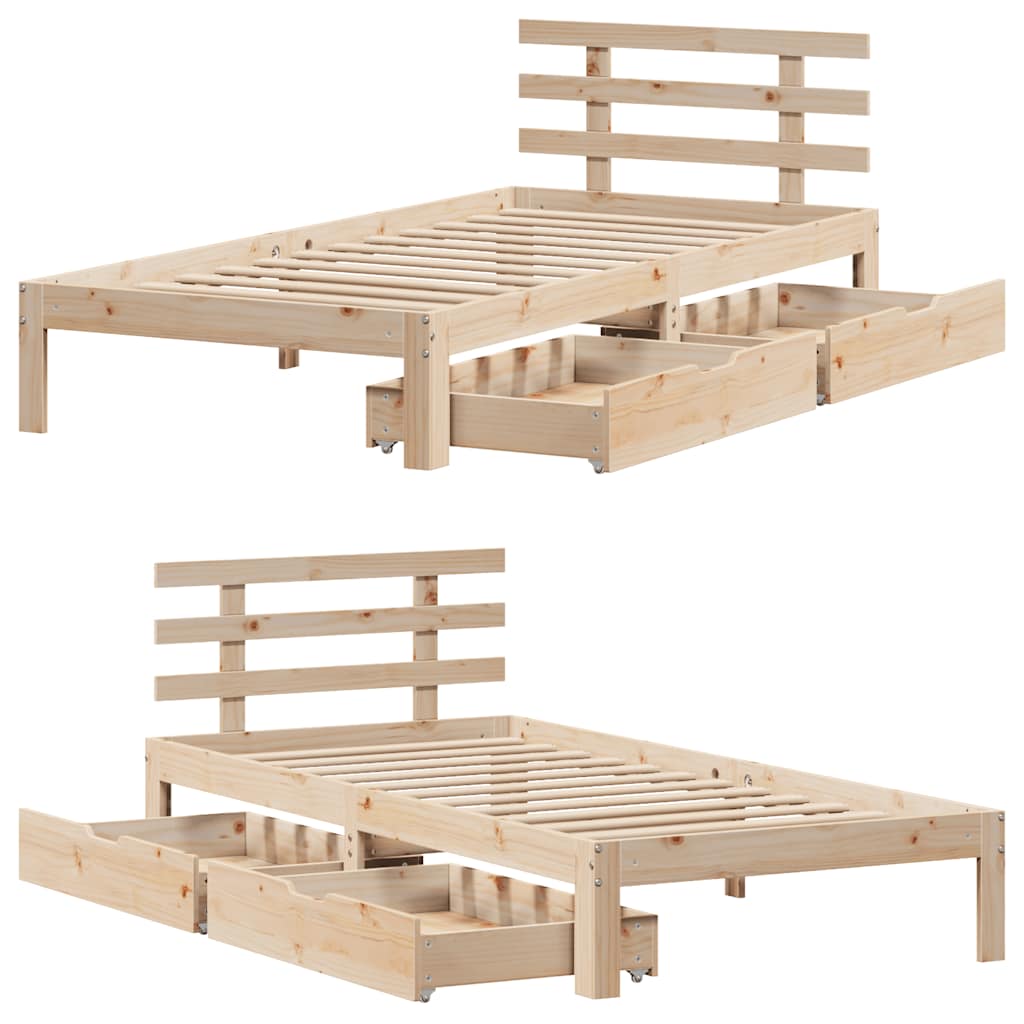 Bed Frame with Drawers without Mattress 90x200 cm