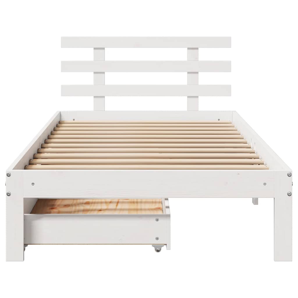 Bed Frame with Drawers without Mattress White90x200 cm