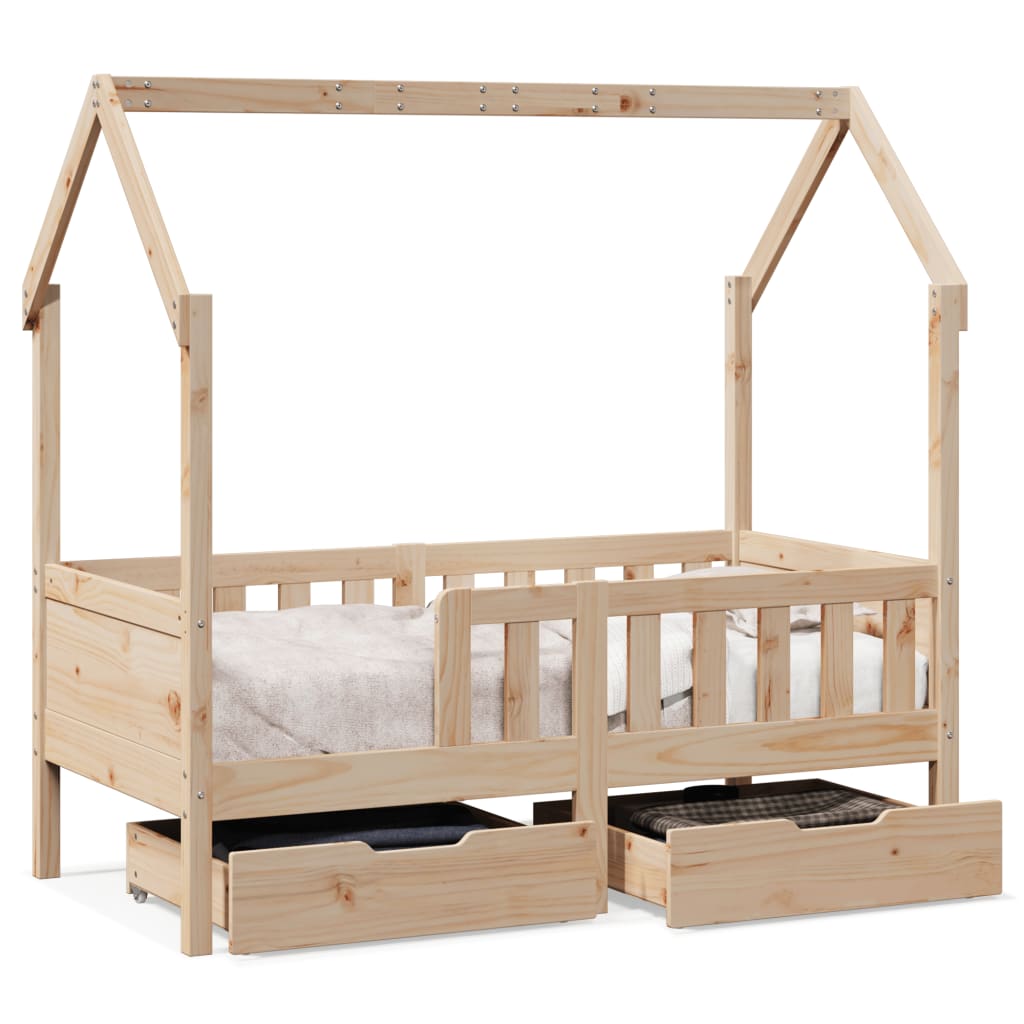 vidaXL Kids Bed Frame with Drawers without Mattress 80x160 cm Solid Wood