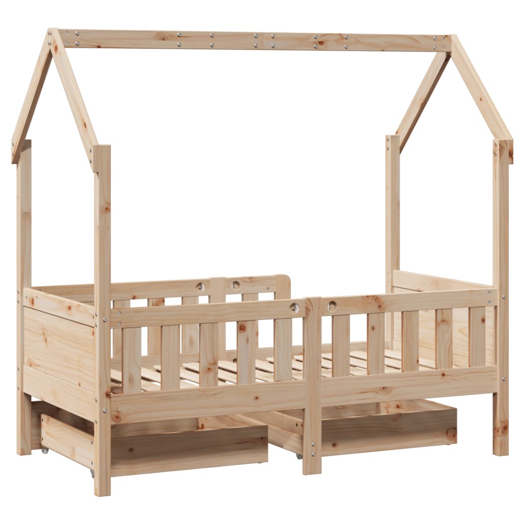 vidaXL Kids Bed Frame with Drawers without Mattress 80x160 cm Solid Wood