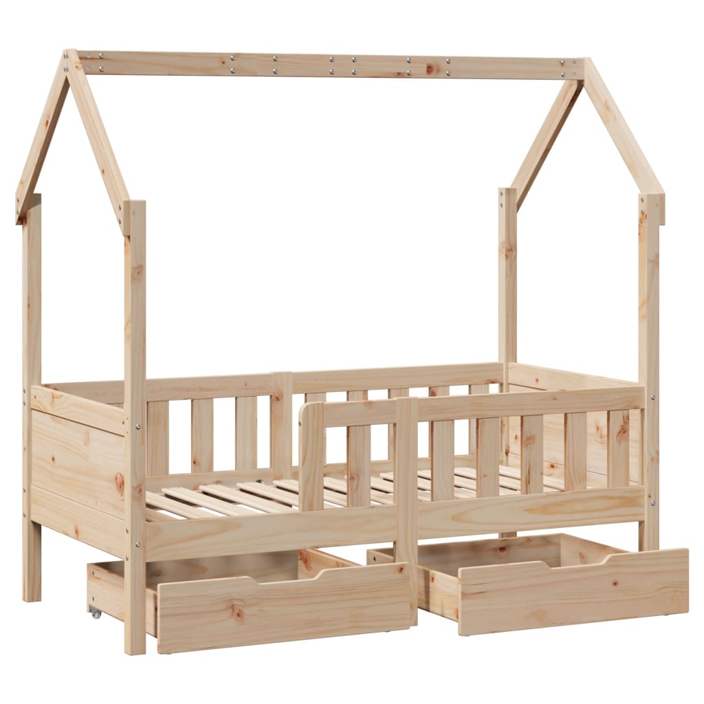 vidaXL Kids Bed Frame with Drawers without Mattress 80x160 cm Solid Wood