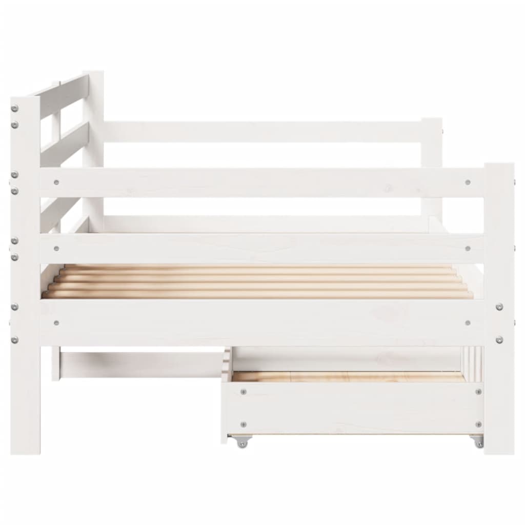Daybed with Drawers without Mattress White 90x200 cm Solid Wood