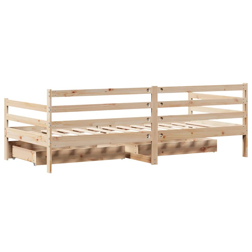 Daybed with Drawers without Mattress 90x190 cm Single Solid Wood