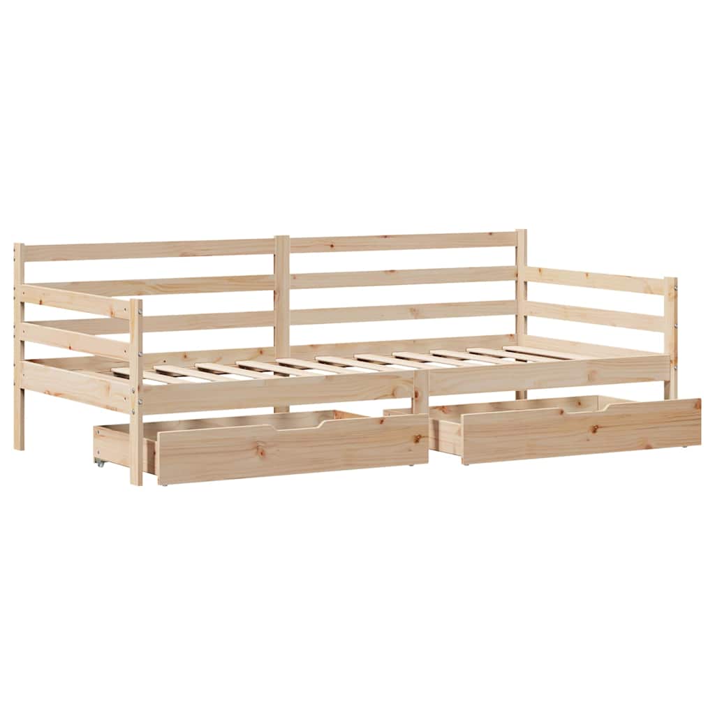 Daybed with Drawers without Mattress 90x190 cm Single Solid Wood