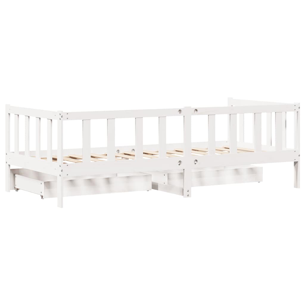 Daybed with Drawers without Mattress White 80x200 cm Solid Wood
