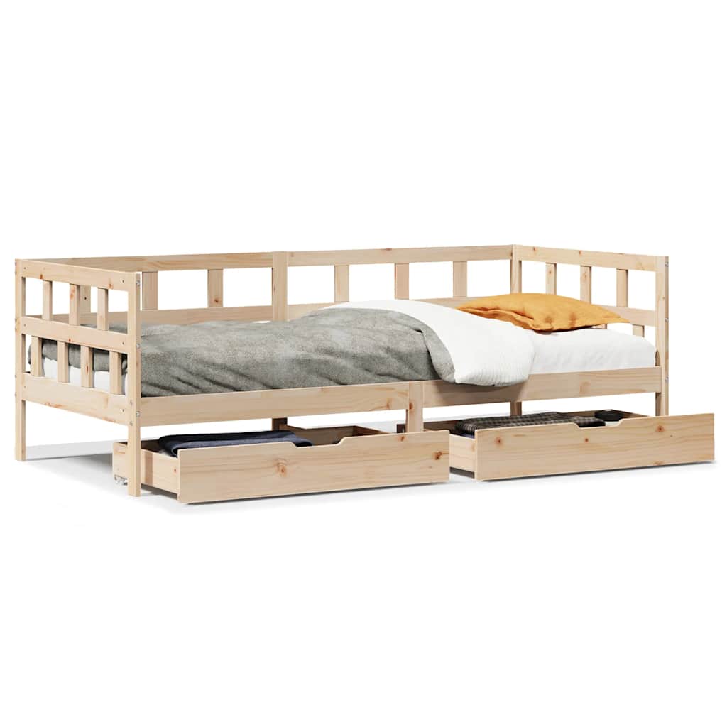 Daybed with Drawers without Mattress 90x190 cm Single Solid Wood