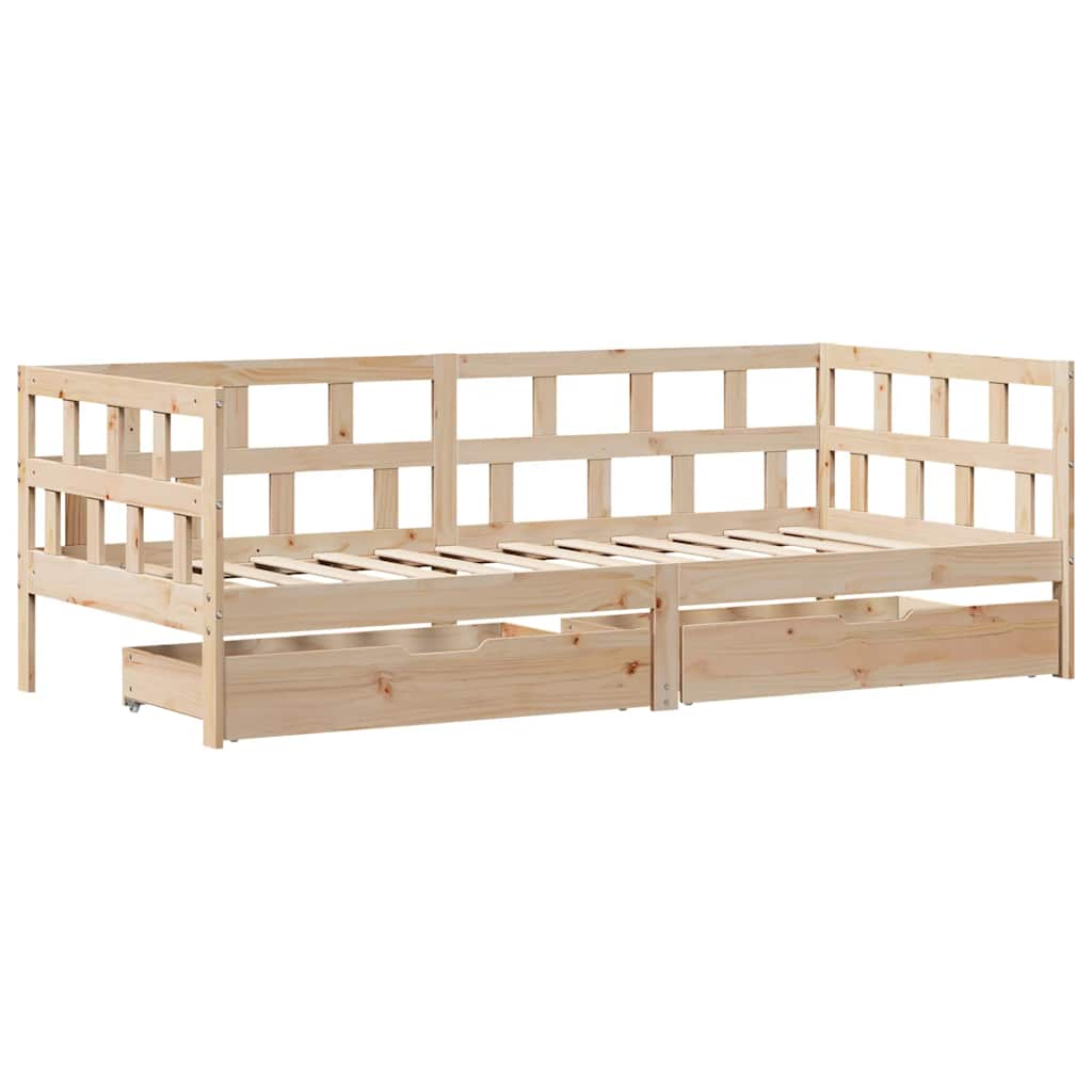 Daybed with Drawers without Mattress 90x190 cm Single Solid Wood