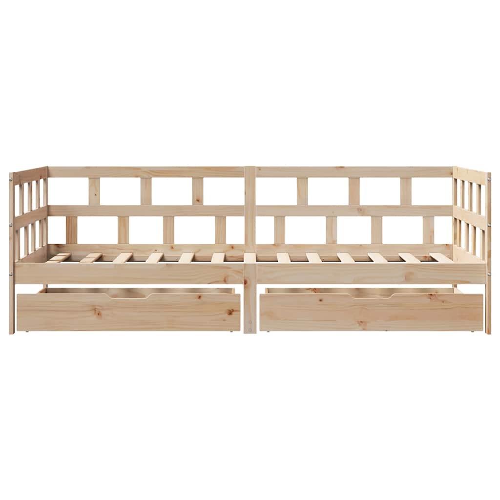 Daybed with Drawers without Mattress 90x190 cm Single Solid Wood