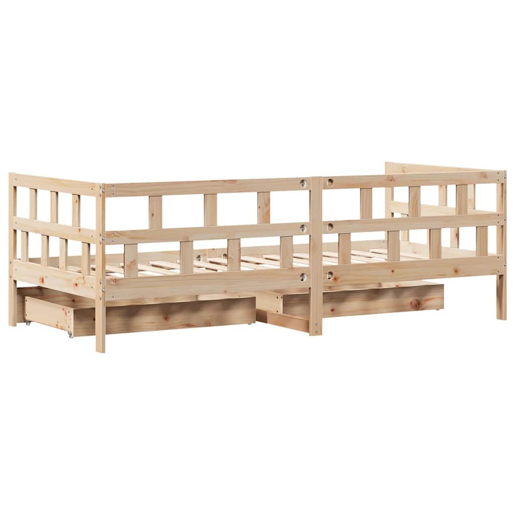 Daybed with Drawers without Mattress 90x190 cm Single Solid Wood