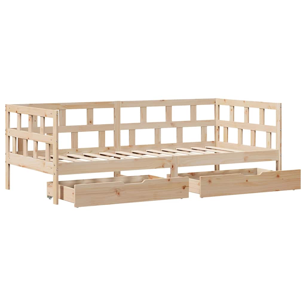 Daybed with Drawers without Mattress 90x190 cm Single Solid Wood