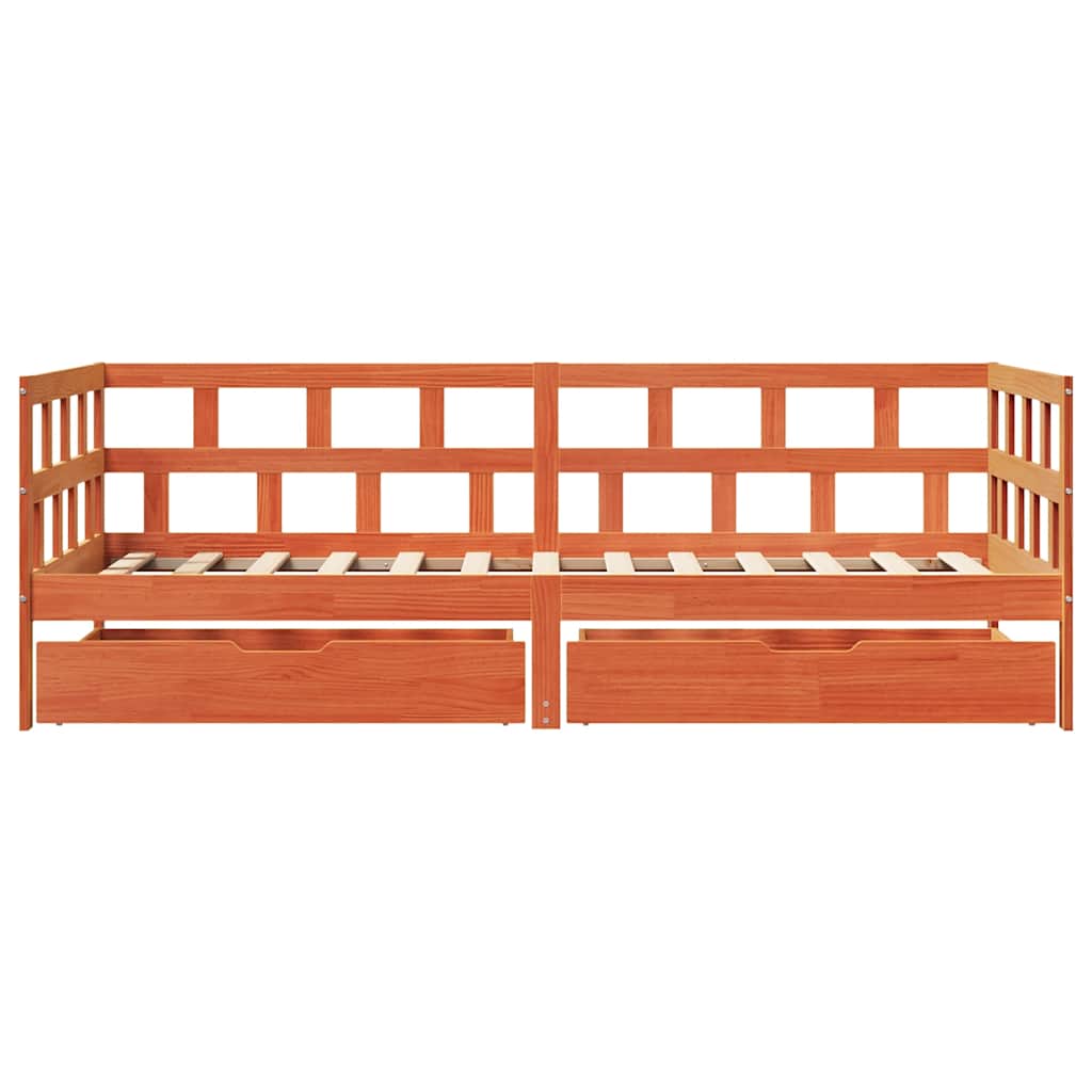 Daybed with Drawers without Mattress Wax Brown 80x200 cm Solid Wood