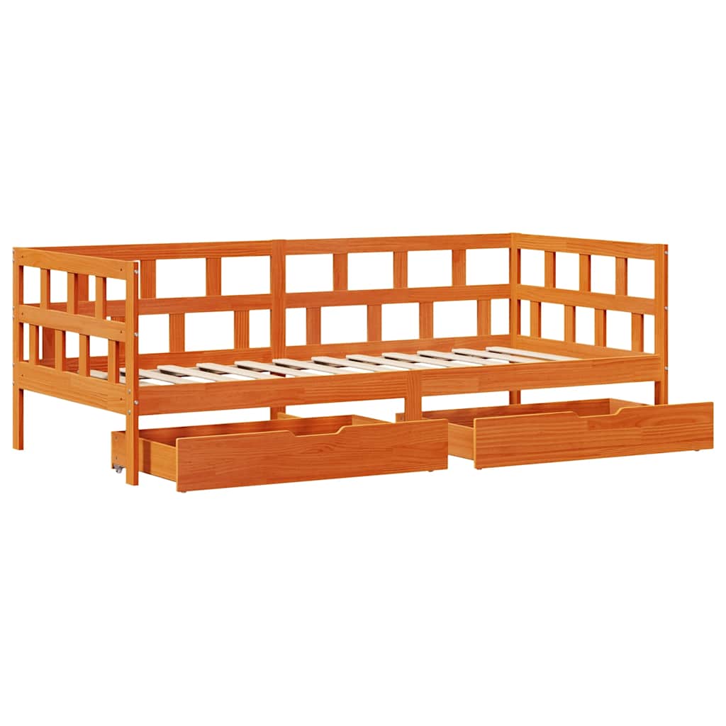 Daybed with Drawers without Mattress Wax Brown 80x200 cm Solid Wood