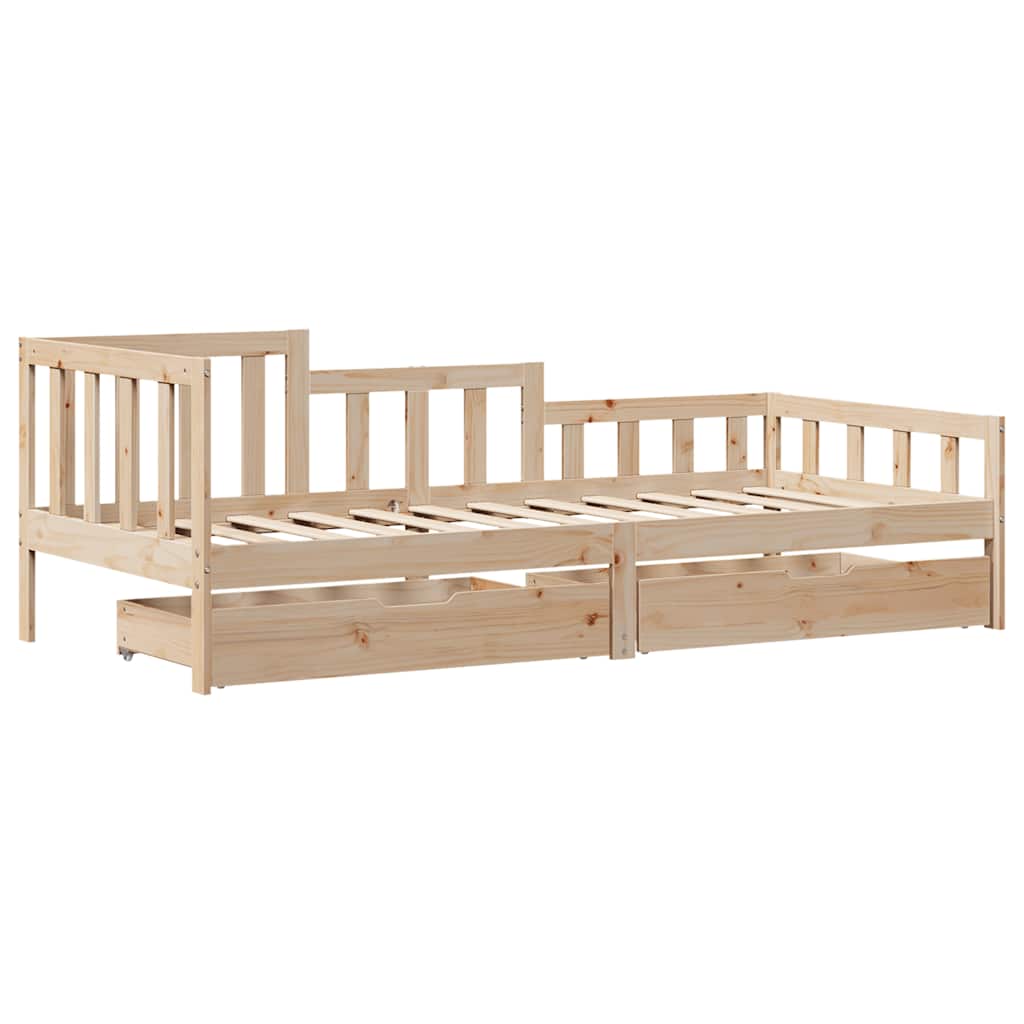 Daybed with Drawers without Mattress 90x190 cm Single Solid Wood