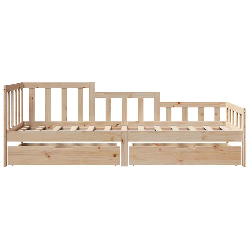 Daybed with Drawers without Mattress 90x190 cm Single Solid Wood
