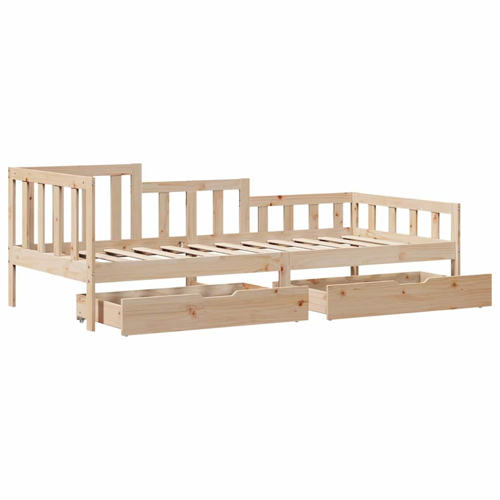 Daybed with Drawers without Mattress 90x190 cm Single Solid Wood