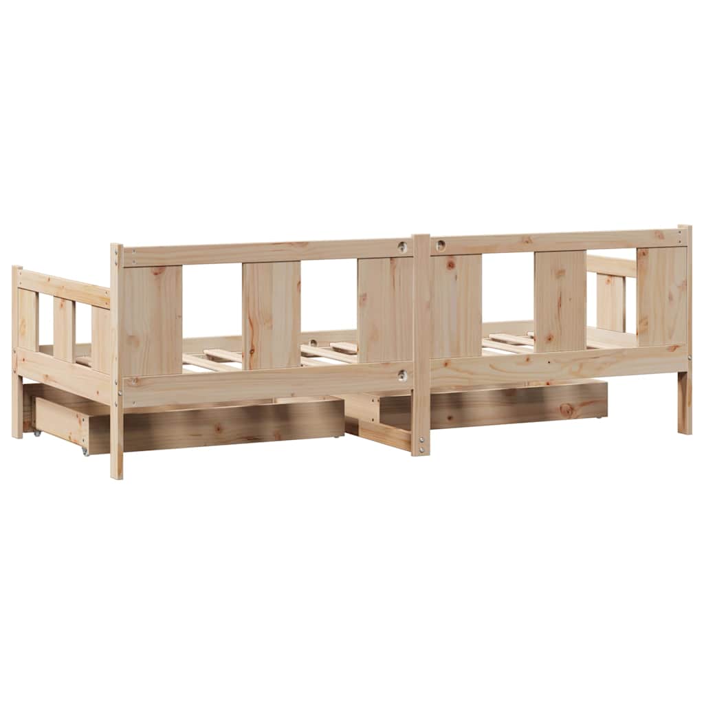 Daybed with Drawers without Mattress 90x190 cm Single Solid Wood