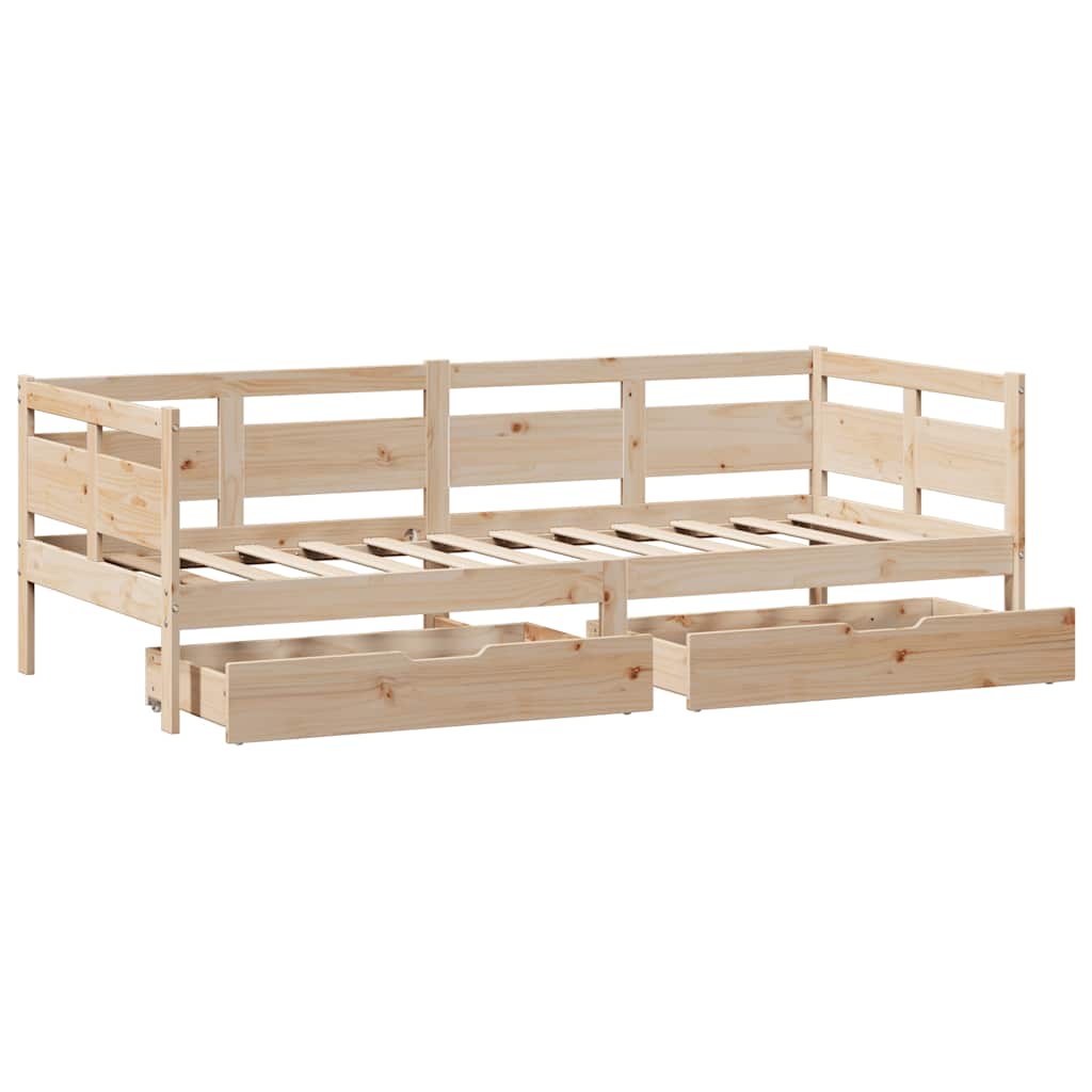 Daybed with Drawers without Mattress 90x190 cm Single Solid Wood
