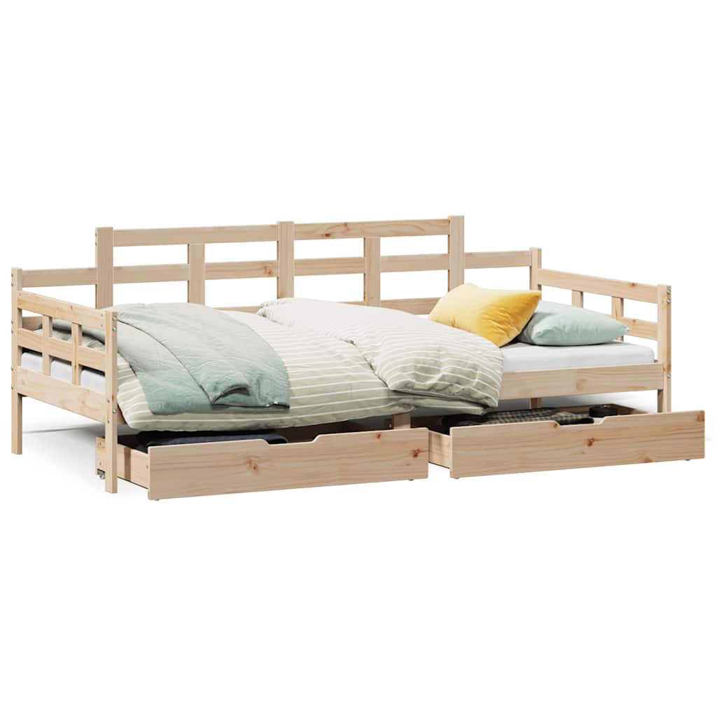 Daybed with Drawers without Mattress 90x190 cm Single Solid Wood