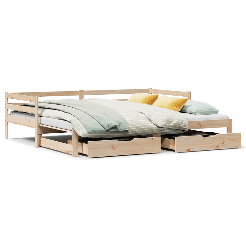 Daybed with Trundle and Drawers without Mattress 90x190 cm Single
