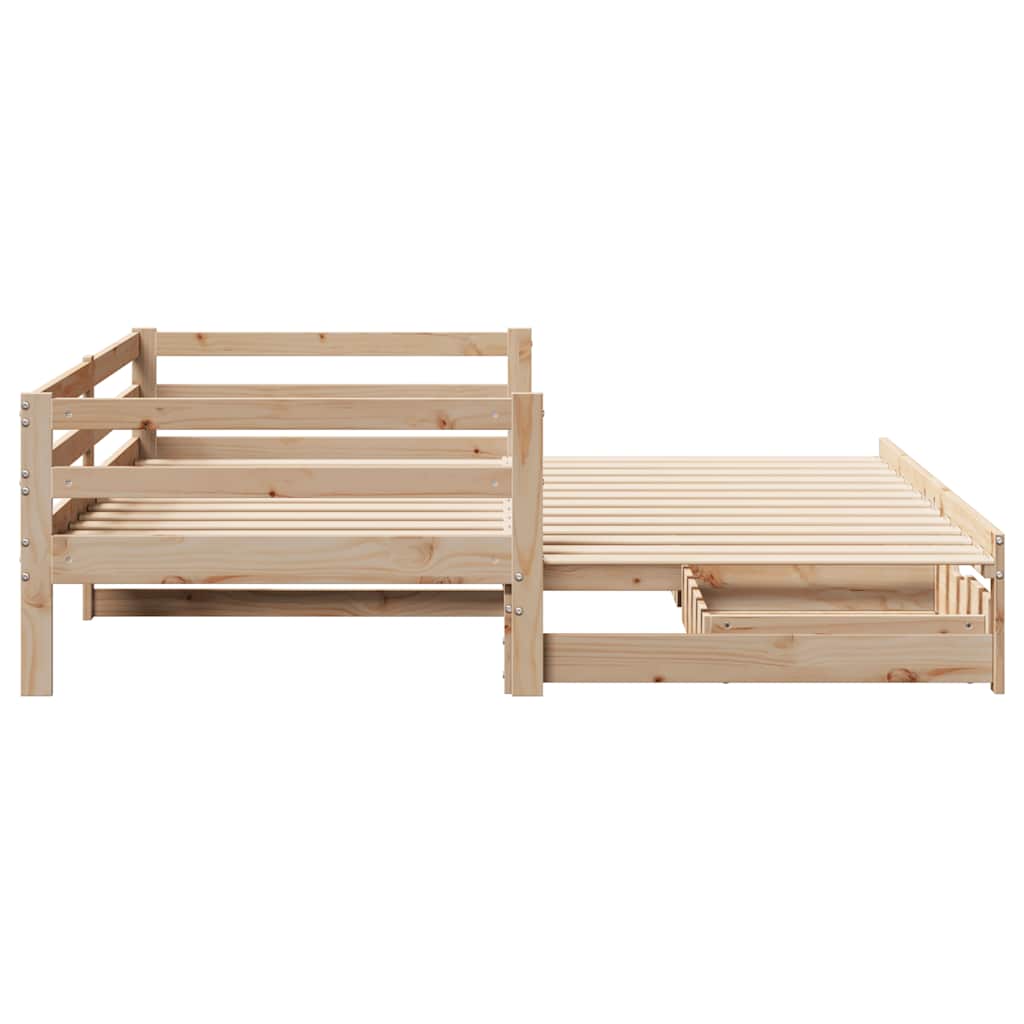 Daybed with Trundle and Drawers without Mattress 90x190 cm Single
