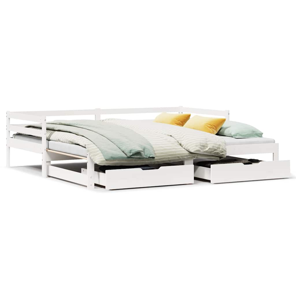 vidaXL Daybed with Trundle and Drawers without Mattress White 80x200 cm