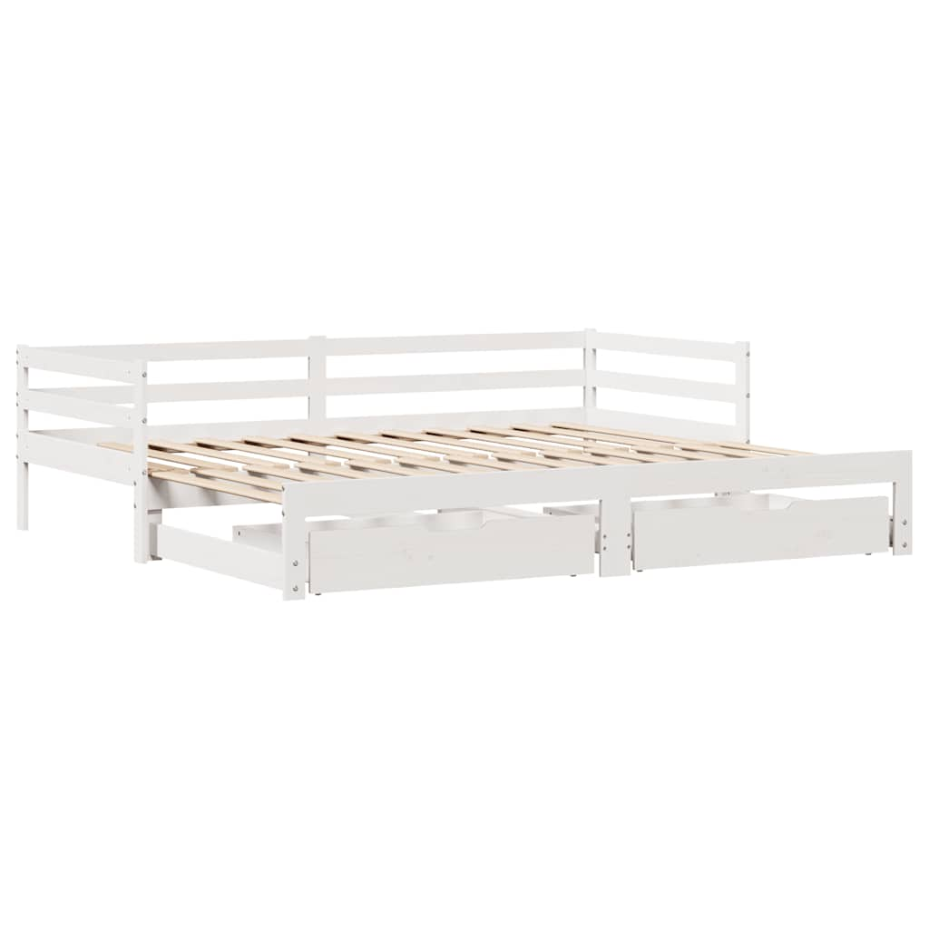 vidaXL Daybed with Trundle and Drawers without Mattress White 80x200 cm