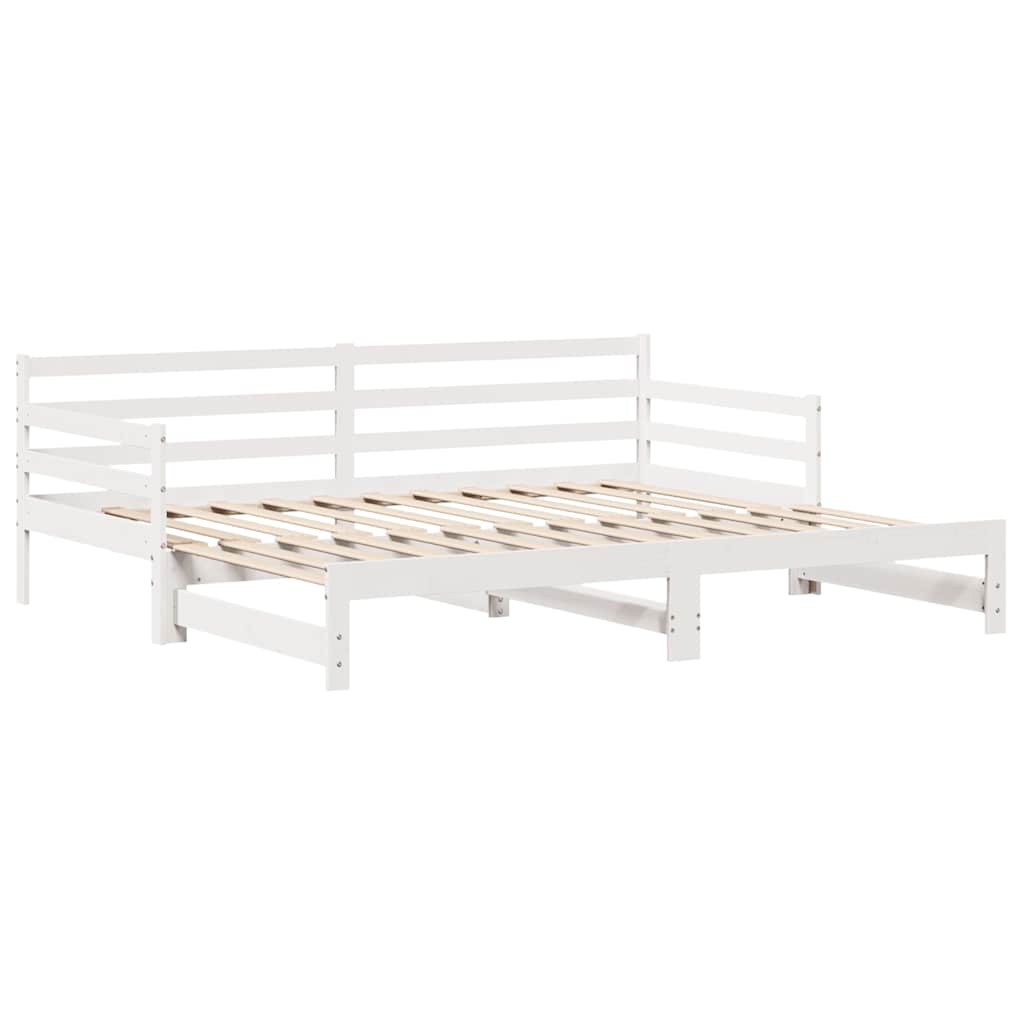 Daybed with Trundle and Drawers without Mattress White 90x200 cm
