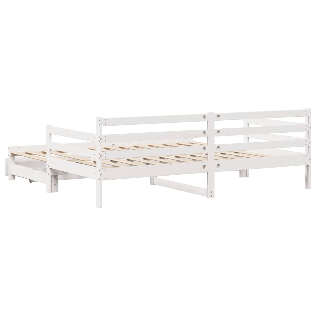 Daybed with Trundle and Drawers without Mattress White 90x200 cm