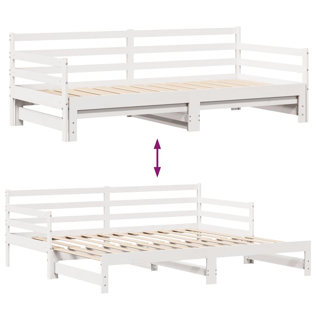 Daybed with Trundle and Drawers without Mattress White 90x200 cm