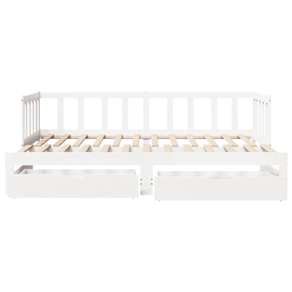 Daybed with Trundle and Drawers without Mattress White 80x200 cm