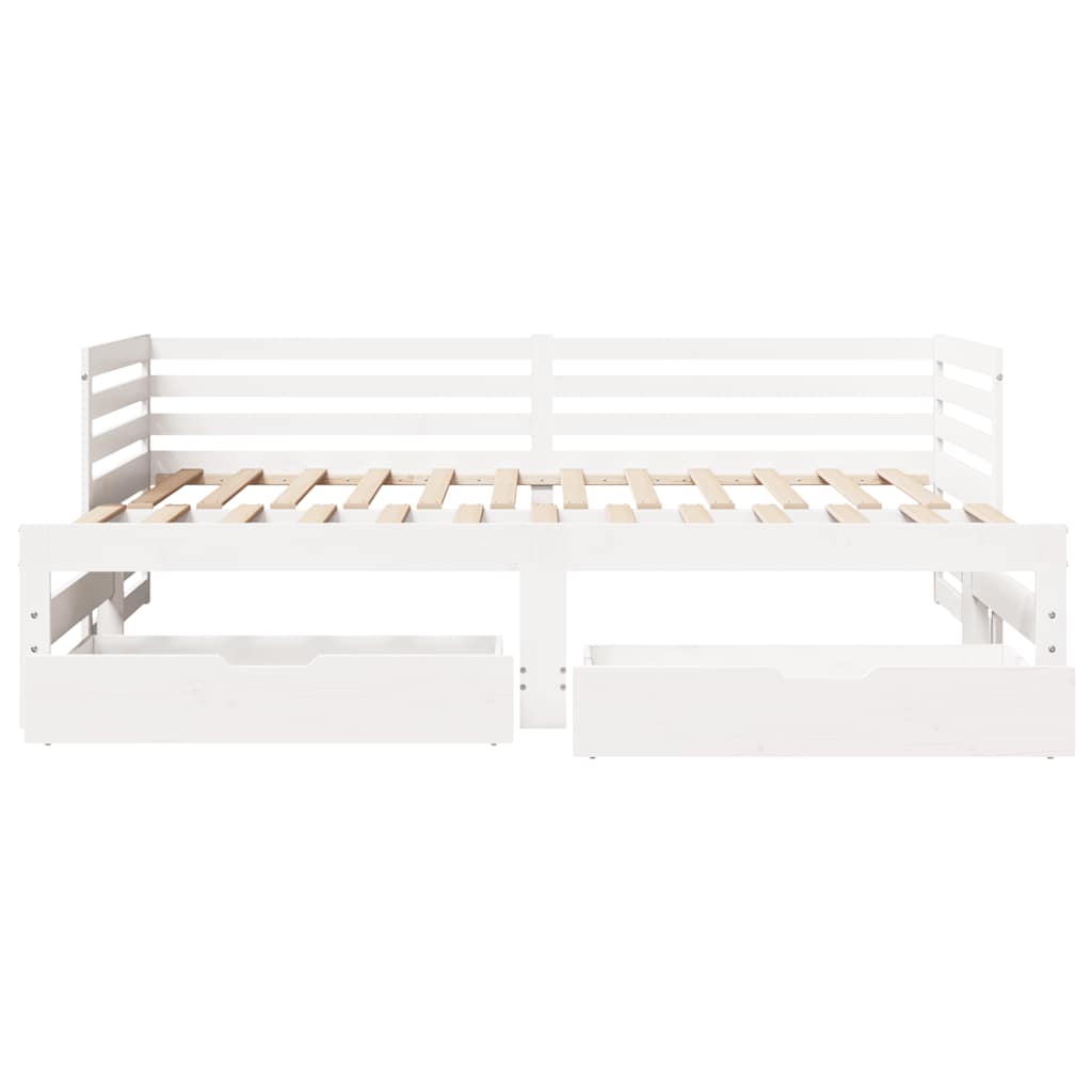 Daybed with Drawers without Mattress White 90x200 cm Solid Wood