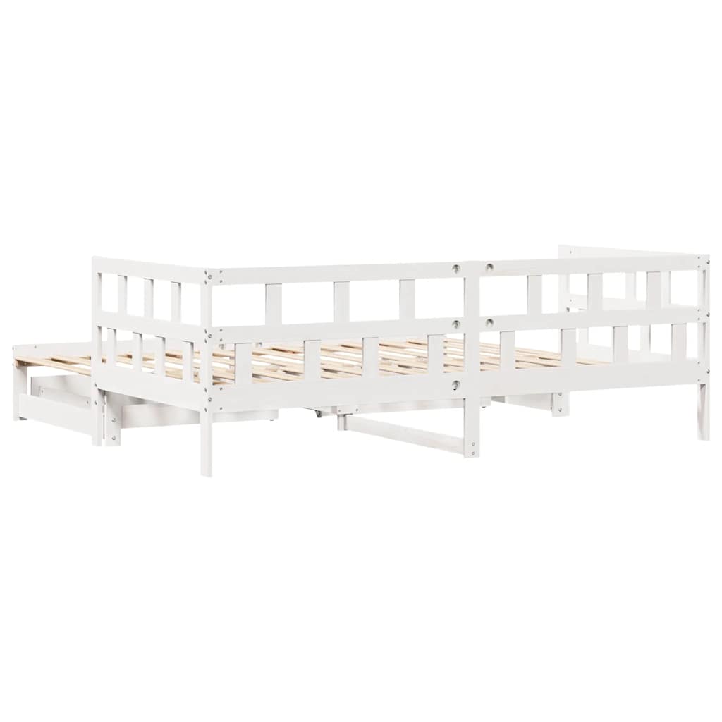 Daybed with Trundle and Drawers without Mattress White 90x200 cm