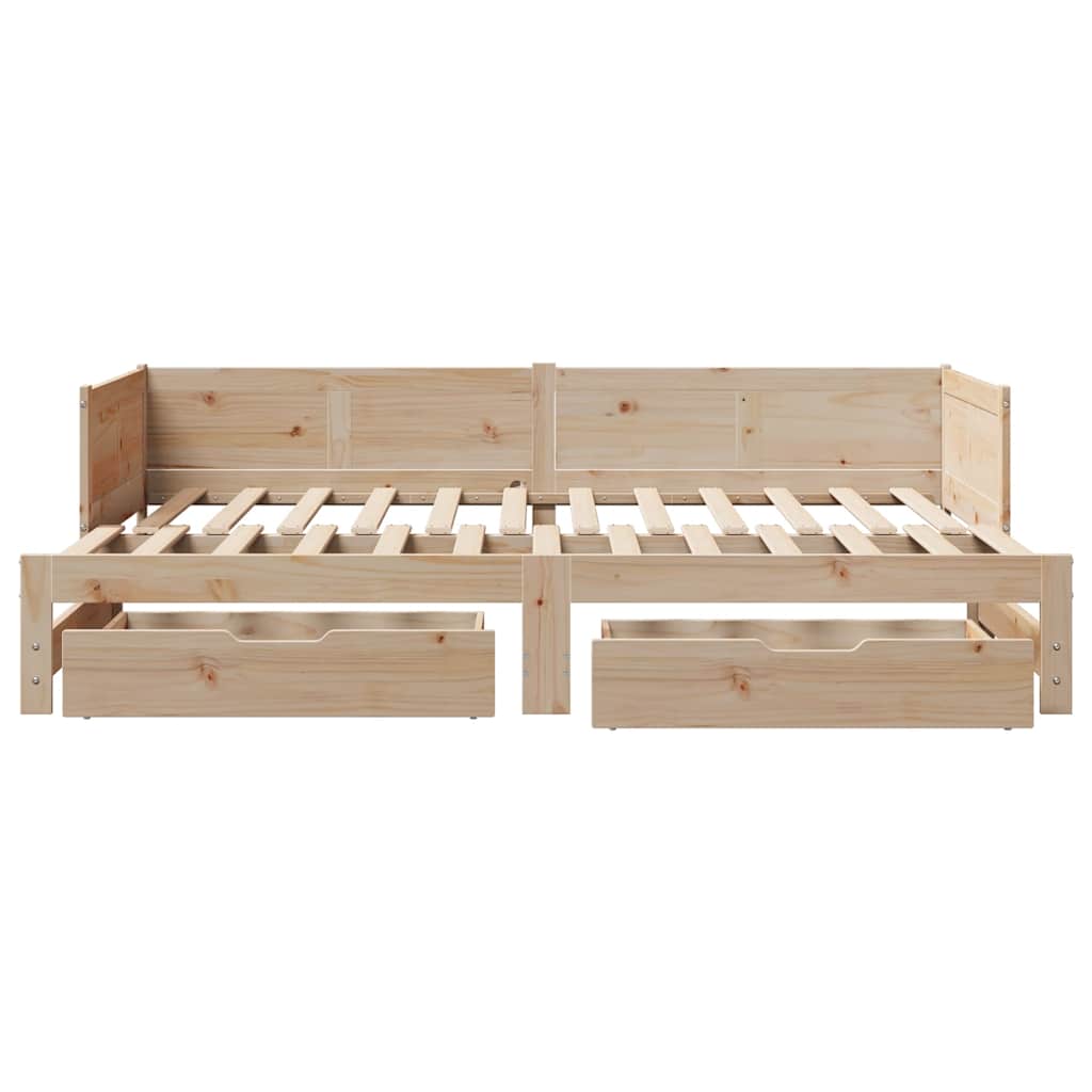 Daybed with Trundle and Drawers without Mattress 90x190 cm Single