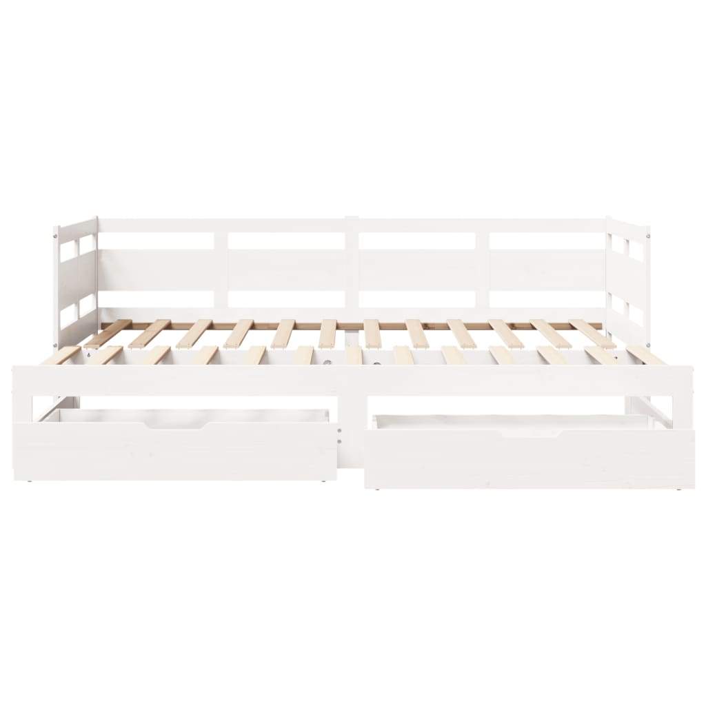 vidaXL Daybed with Trundle and Drawers without Mattress White 90x190 cm Single