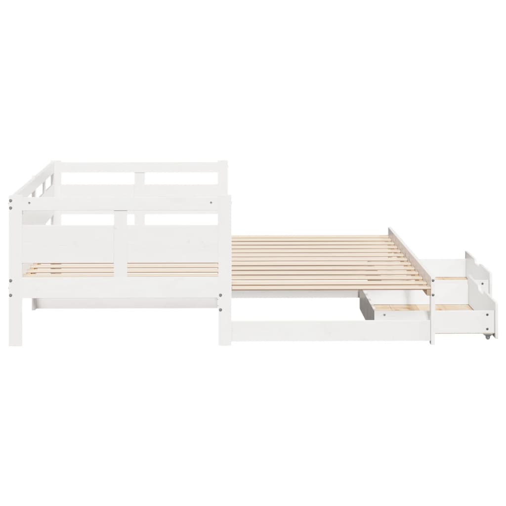 vidaXL Daybed with Trundle and Drawers without Mattress White 90x190 cm Single